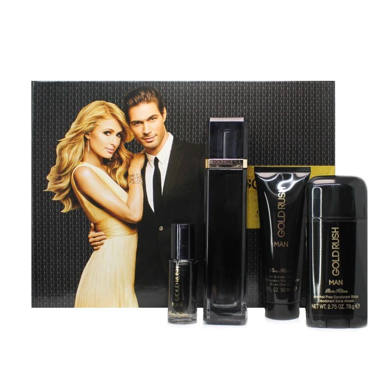 Paris Hilton Gold Rush Cologne Gift Set for Men, 4 Pieces
