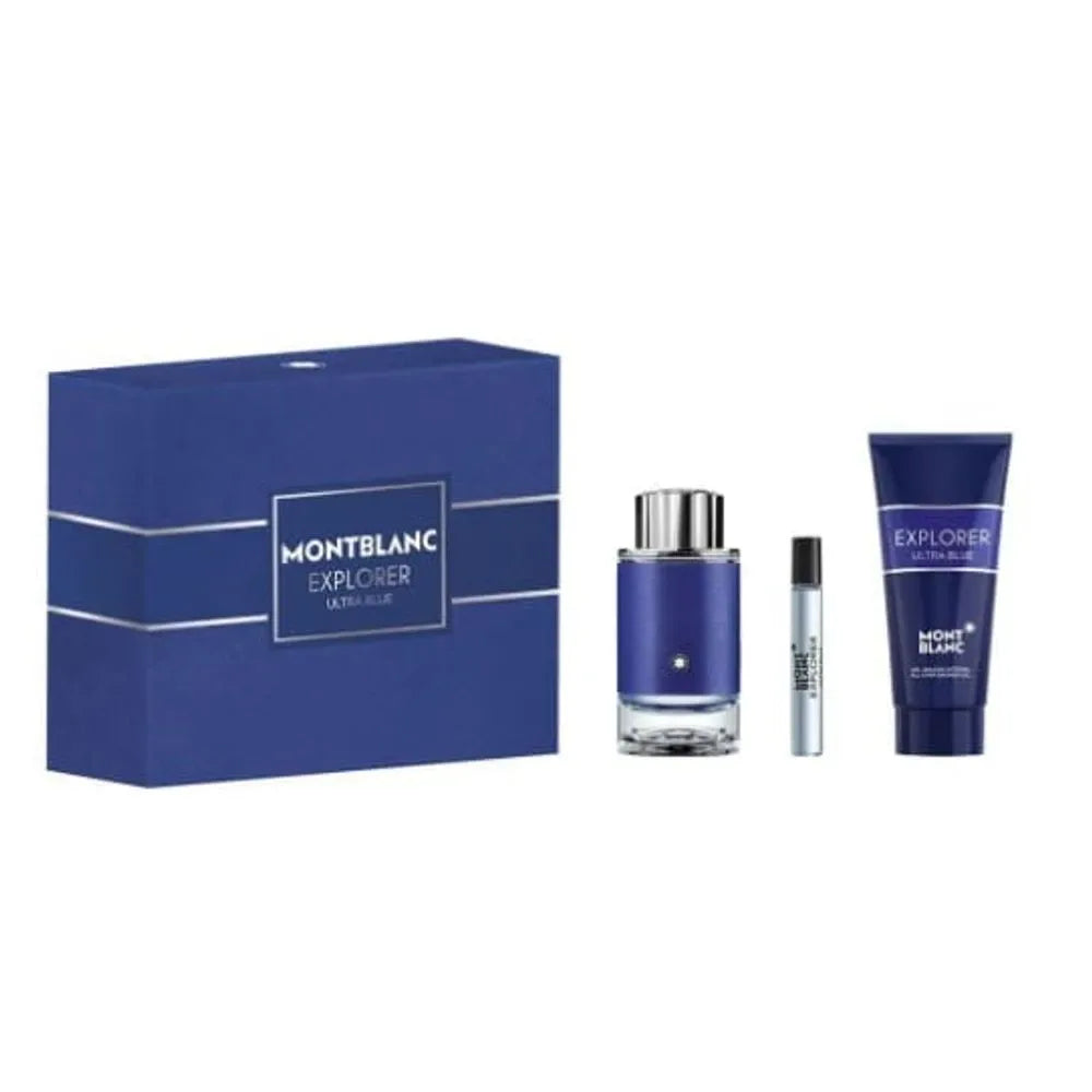 Mont Blanc Ultra Blue Explorer (Edp 100ml + 7.5ml Mini + 100ml S/G) 3pcs Gift Set 