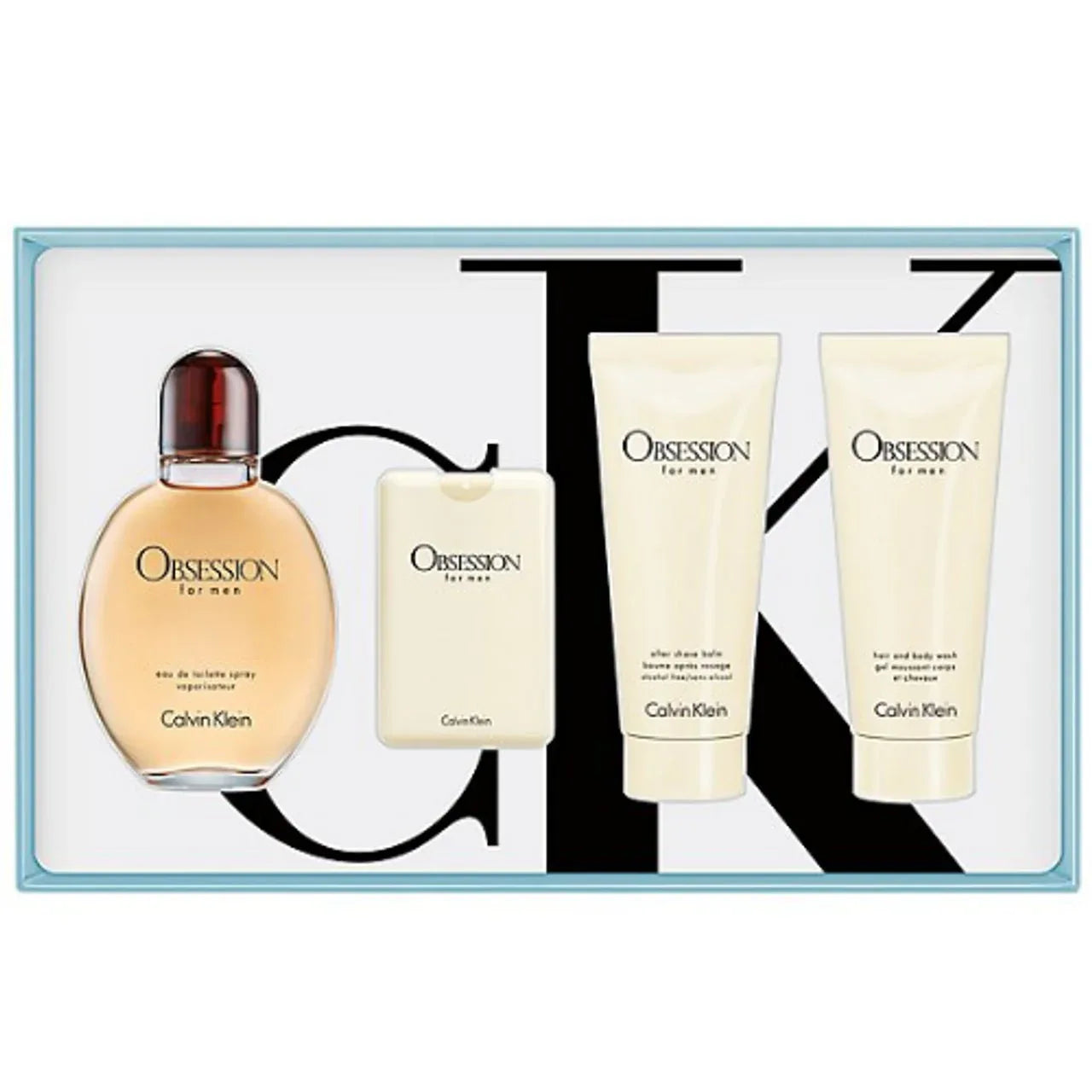 CK OBSESSION MEN (EDT 125ML+20MLDEO+100MLASB+100MLB/GEL) 4PCS GIFT SET 