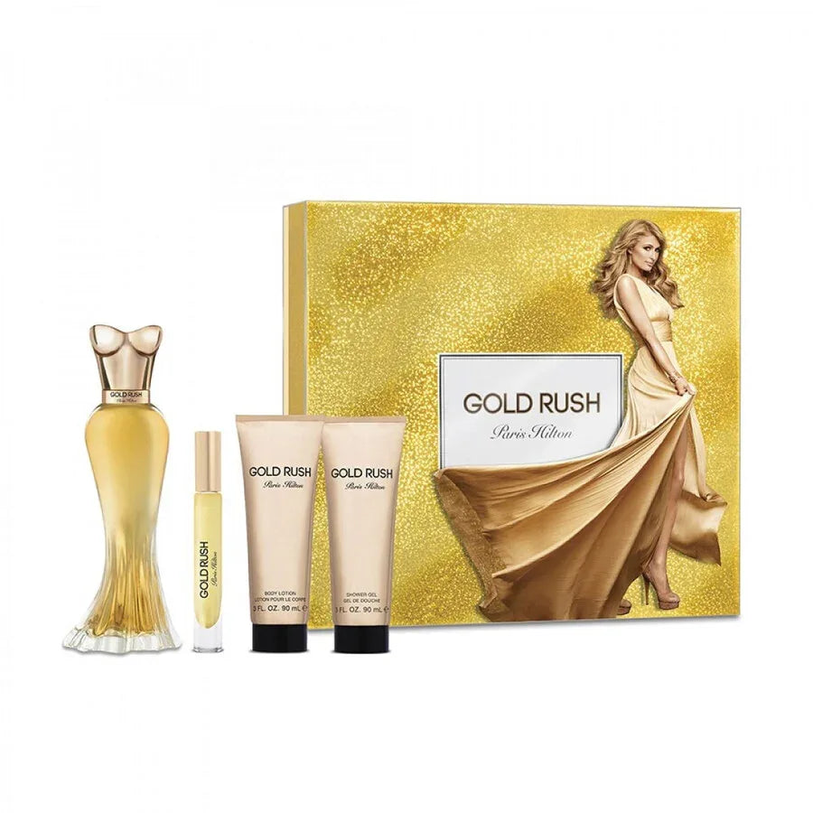 Paris Hilton Gold Rush W Edps Set 3.4 4p (3.4 Edp/S 0.34 P/Spray 3.0 B/Lot 3.0 S/Gel) 