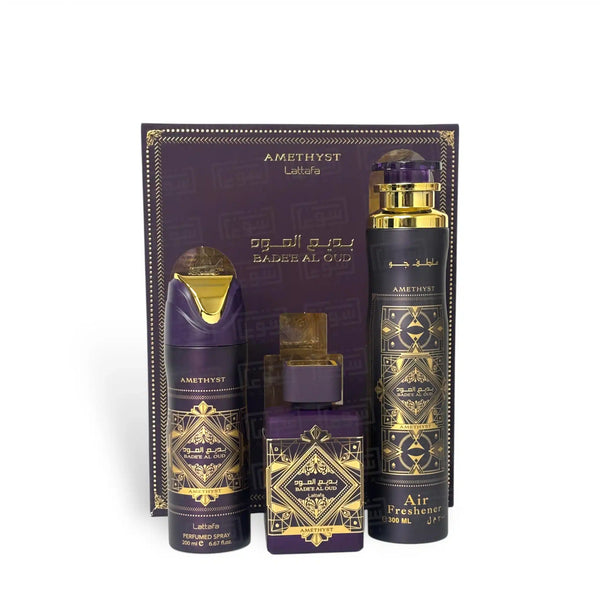 Lattafa Badee Al Oud Amethyst Gift Set(A/F 300ml+ Deo 200ml+ 100ml)