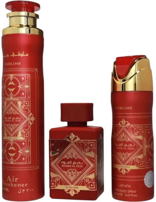 Lattafa Badee Al Oud Sublime Gift Set(A/F 300ml+ Deo 200ml+ 100ml)