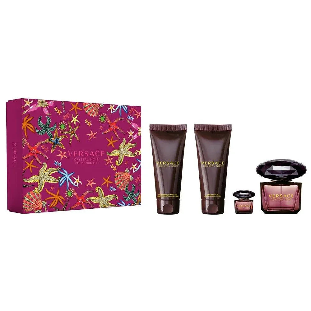 Versace Crystal Noir Edt 90Ml + Bl 100Ml + Bsg 100Ml + Edt 5Ml Sets 