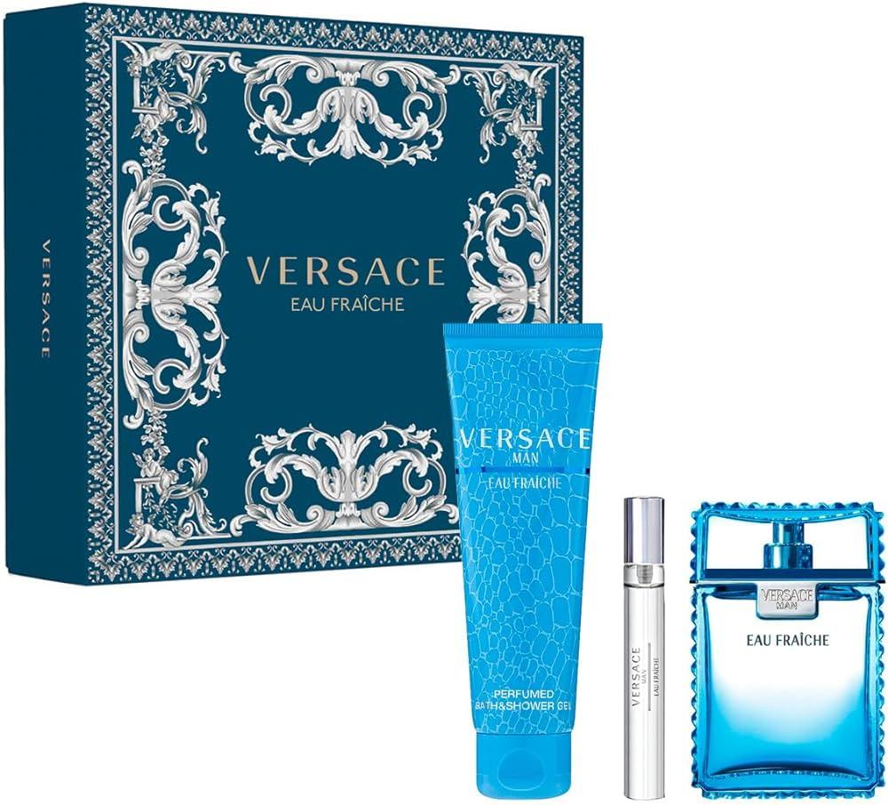 Versace Man Eau Fraiche Edt 100 Ml + Shower Gel 150 Ml + Edt 10Ml Travel Spray 