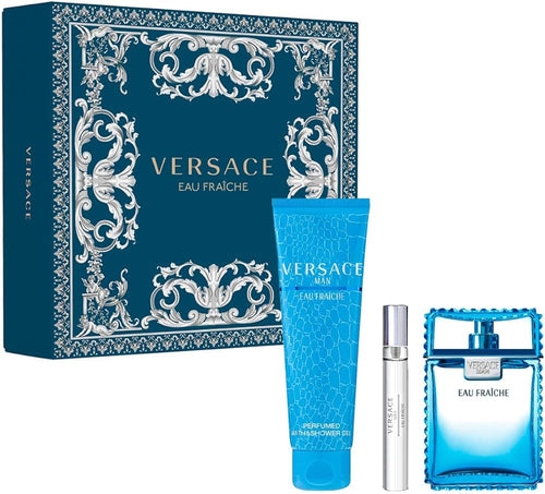 Versace Man Eau Fraiche Edt 100 Ml + Shower Gel 150 Ml + Edt 10Ml Travel Spray