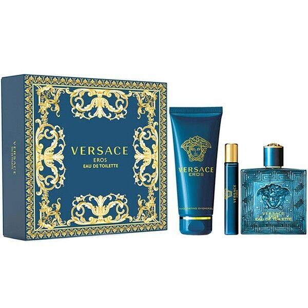 Versace Eros Edt 100 Ml + Shower Gel 150 Ml + Edt 10 Ml Travel Spray 