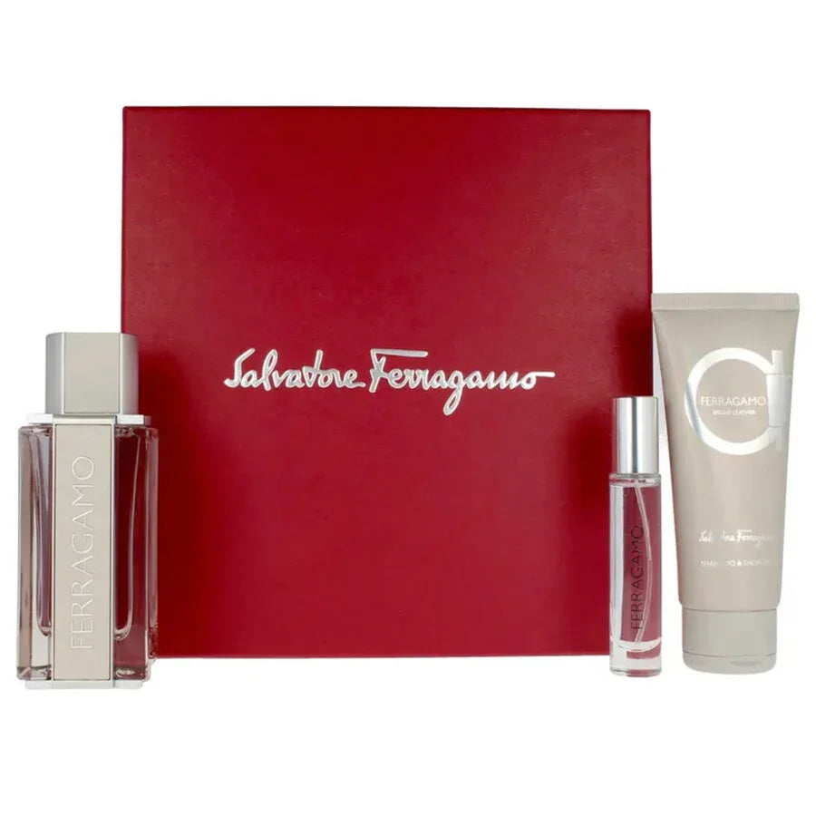 Ferragamo Bright Leather Men Gift Set (Edt 100ml+Edt 10ml+ S/Gel 100ml) 