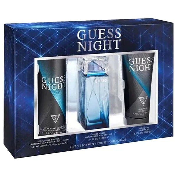 Guess Night Edt (EDT 100ML+S/G 200ML+B/S 226ML) 3Pcs Gift Set 