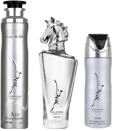 Lattafa Maahir Legacy Gift Set(A/F 300ml+ Deo 200ml+ 100ml)