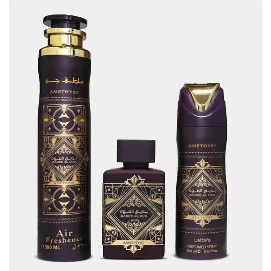 Lattafa Badee Al Oud Amethyst Gift Set(A/F 300ml+ Deo 200ml+ 100ml) 