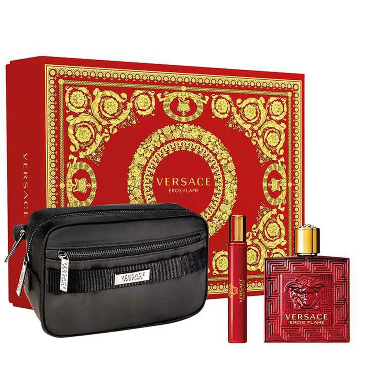 Versace Eros Flame Men Set Edp 100ml + 10ml + Black Trousse 